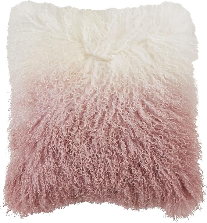 SARO LIFESTYLE Ombre Mongolian Lamb Fur Poly Filled Throw Pillow