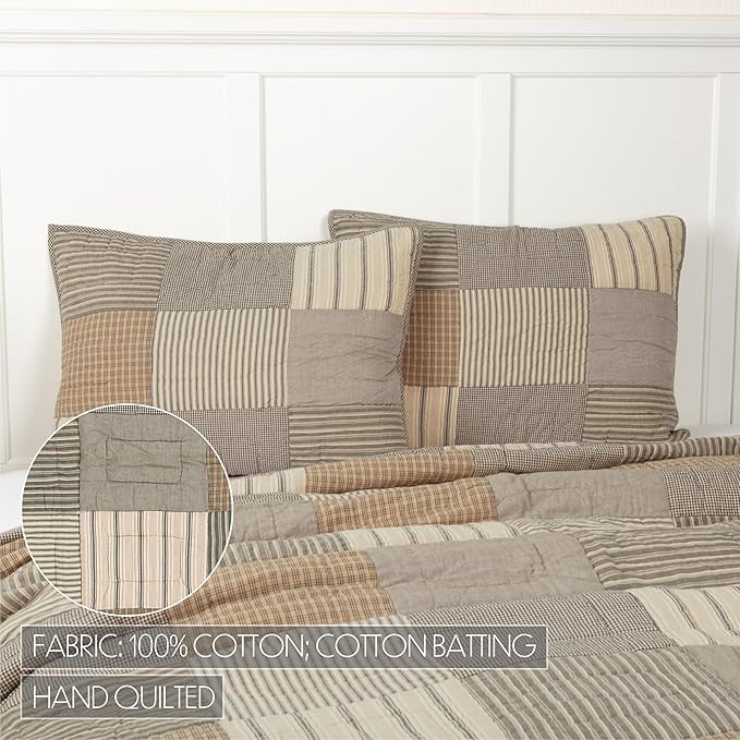 VHC Brands Farmhouse Bedding-Sawyer Mill™ Sham, Standard 21x27, Charcoal Grey