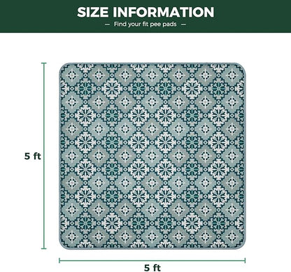 FXW Washable Pee Pads for Dogs, Puppy Pads with Super Absorbent, Specifically Designed for Rollick/Homeplus 24inch 8 Panels Dog Playpen, 63" Square, Tribal Blue, 1 Pack