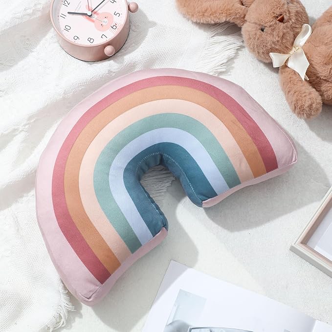 Chunful Rainbow Pillow for Girls Kids 13.8 x 8.7 x 4 Inch Plush Cute Rainbow Throw Pillow Arch Shaped Cushion Stuffed Decoration for Bed Chair Room Home Decor Easter Day(Pastel,2 Pcs)