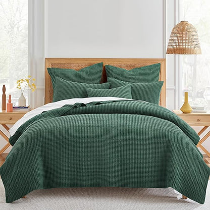 Levtex Home - Mills Waffle - Decorative Pillow - Poly Filled - Forest Green - Sham Size (20 x 20in.)