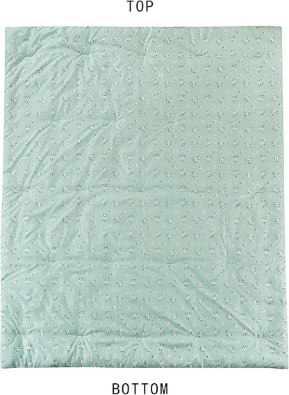 Chezmoi Collection Thistle 3-Piece Tranquil Floral Comforter Set King - Soft Green White Floral Printed Microfiber Lightweight Bedding Set for All Season
