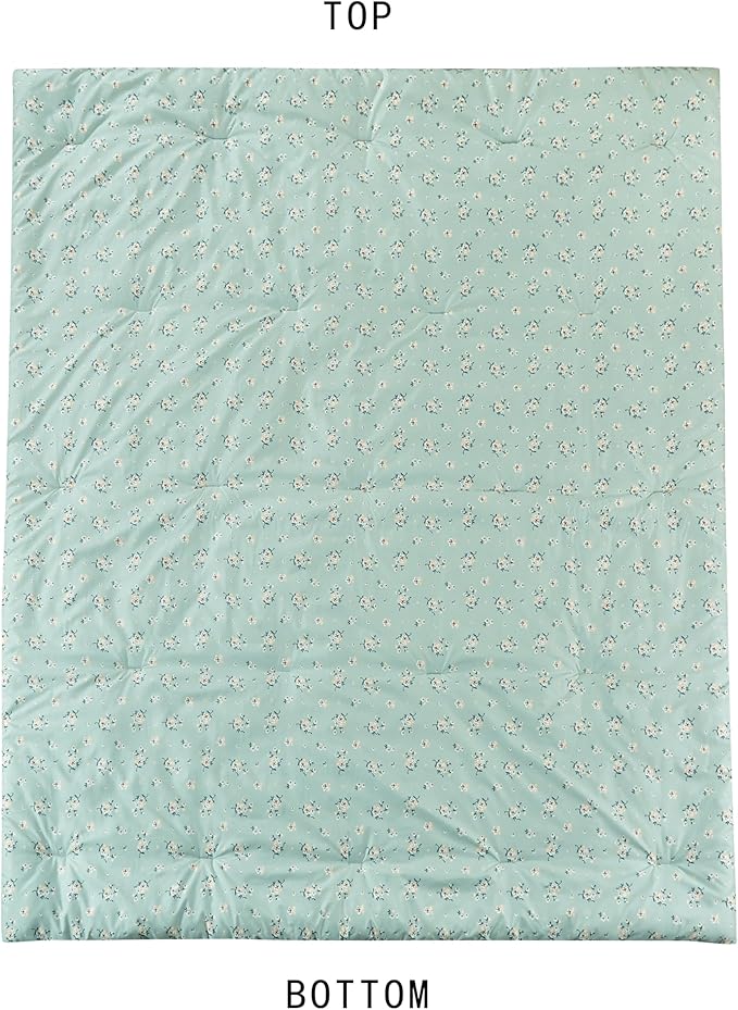 Chezmoi Collection Thistle 2-Piece Tranquil Floral Comforter Set Twin - Soft Green White Floral Printed Microfiber Lightweight Bedding Set for All Season