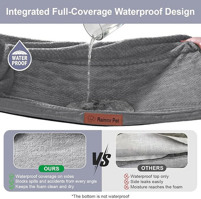 Orthopedic Dog Bed Medium Size Dog, Memory Foam Dogs Bed for Medium Dogs, Washable Removable Cover, Nonskid Bottom, Waterproof, for Indoor, Outdoor, Crate ＆ Car Use, 35x23x6 Inches, Dark Grey