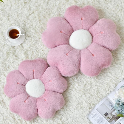 Flower Pillow, Flower Shaped Pillow Decorative Throw Pillows for Bed Couch, Cute Daisy Pillow Dorm Decor Floor Seating Cushion (Grey Pink, 19.6 Inches)