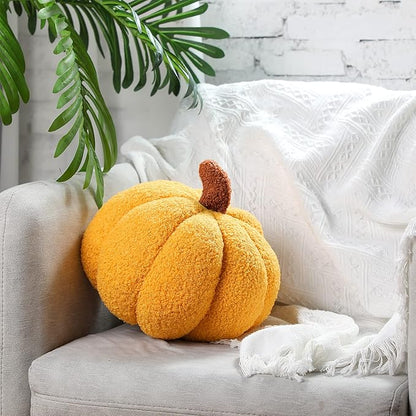 Queekay 2 Pcs Pumpkin Pillow Plush 11 x 9.5 Inch Thanksgiving Stuffed Pumpkin Decor for Fall Home Bedroom Throw Pillow Cushion Gifts for Holiday Operation Christmas Halloween Car Sofa(Ginger)
