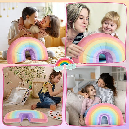 Chunful Rainbow Pillow for Girls Kids 13.8 x 8.7 x 4 Inch Plush Cute Rainbow Throw Pillow Arch Shaped Cushion Stuffed Decoration for Bed Chair Room Home Decor Easter Day(Macaron Colors,2 Pcs)