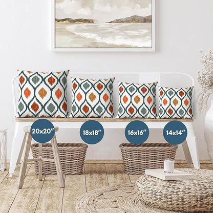 Americanflat 20x20 Throw Pillow with Sewn-in Insert - All-in-One Decorative Pillows - No Cover Needed - Soft and Durable Cushion for Bed or Sofa - Polyester - Deep Teal, Orange, Yellow and White