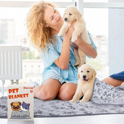 Stuffed 3pcs Premium Soft Dog Blankets for Small Dogs, Cat Blanket Calming Washable for Bed Couch Crate Protection Cover, Dog Puppy Kitten Essentials Christmas Dog Gifts, 24 * 32 inches, Grey