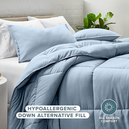 Bare Home Comforter Set - King/California King Size - Ultra-Soft - Goose Down Alternative - Premium 1800 Series - All Season Warmth (King/Cal King, Dusty Blue)