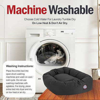 Majestic Pet 52 Inch Bagel Calming Dog Bed Washable – Cozy Soft Round Dog Bed with Spine Support for Dogs to Rest Their Head - Fluffy Donut Puppy Mat 52x35x11 (Inch) X-Large – Gray