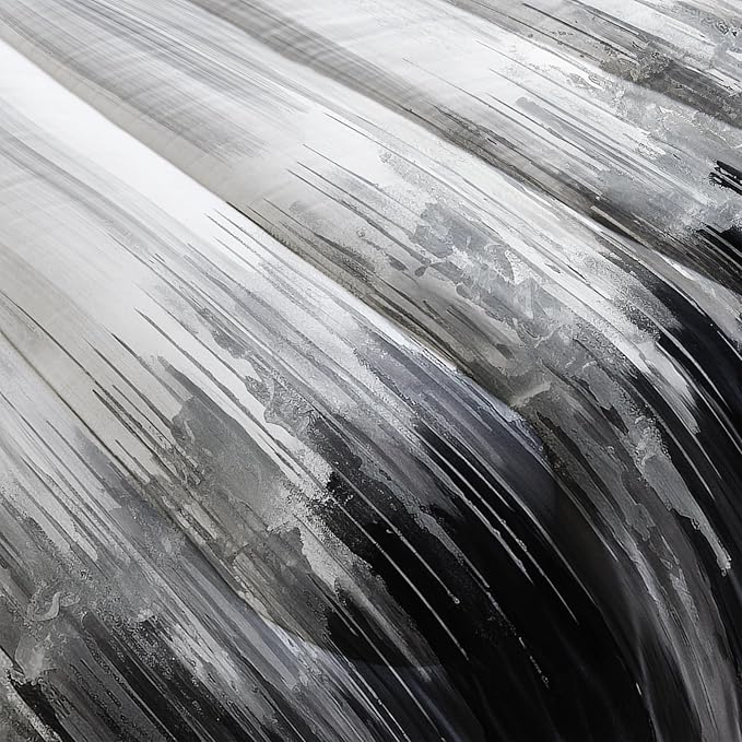 Grey Black White Gradient Print Comforter Set Queen Size,Abstract Art Bedding Set,Patchwork Printed Quilted Set for Teens Adult,with 1 Comforter and 2 Pillow Case