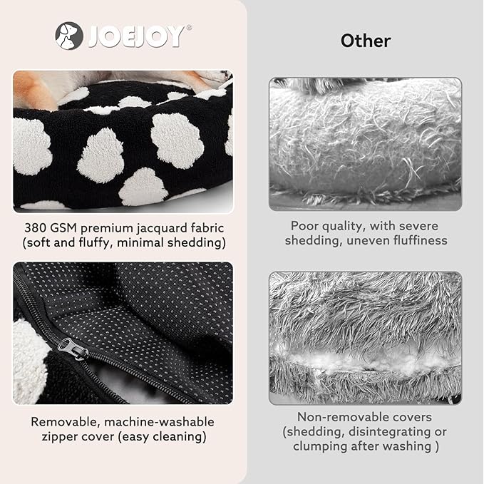 JOEJOY Donut Dog Bed Medium Size Dog, Cute Round Calming Pet Bed with Removable Washable Cover, Orthopedic Puppy Bed with Jacquard Shaggy Plush & Non Skid Bottom