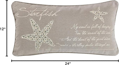 Levtex Home - Kailua - Decorative Pillow (12x24n.) - Starfish - Taupe and Cream - Feather Filled