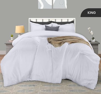 King Comforter Set 3 Piece White by Utopia Bedding, Comforters King Size, Bedding Comforters Sets, Down Alternative Soft Bed Set, 1 Comforter (90 x 102 inches) 2 Pillow Shams (20 x 36 inches)
