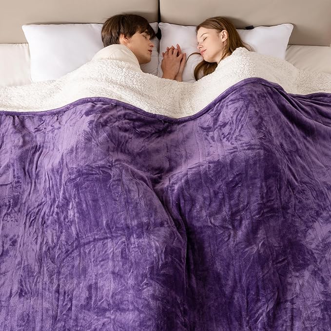 Bearhug Electric Blanket King Size 100" x 90", Dual Controller Heated Blanket, Velvet & Sherpa, 10-Heating Level & 0.5-12H Auto Off, Over-Heat Protect, ETL, Machine Washable