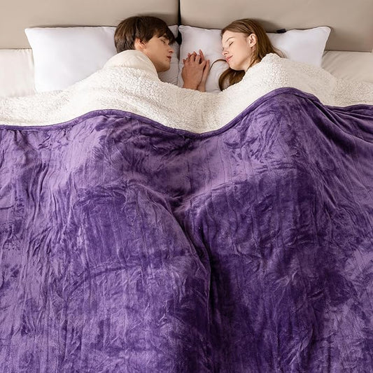 Bearhug Electric Blanket King Size 100" x 90", Dual Controller Heated Blanket, Velvet & Sherpa, 10-Heating Level & 0.5-12H Auto Off, Over-Heat Protect, ETL, Machine Washable