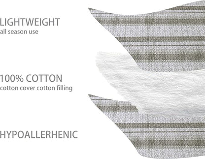 Homzard Quilts Queen Size,Grey White Snowflake Striped Quilt Bedspread Set,Cotton Boho Gray Comforter Set, Lightweight Comforter Queen Size (90 * 98 inches) and 2 Pillow Shams