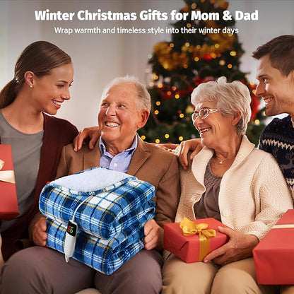 Heated Weighted Blanket for Adults Throw/Twin Size 13Lbs, 50"x60", 2-in-1 Electric Heating Pad Lap Heavy Blanket for 120-140lbs, 10 Heat Level 1-8H Auto-Off, Christmas Birthday Gifts for Women Mom Men