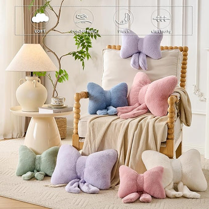 Bowknot Throw Pillows Bow Decorative Pillow Aesthetic Home Decor Knot Plush Pillows Soft Seat Cushions Cute Throw Pillow for Couch Bow Room Decor