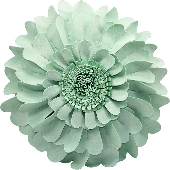 Contempo Lifestyles Flower Pillow – Decorative Pillow 3D Round Throw Pillows for Home Décor – Handmade Sweetheart Flower Pillow for Bed & Couch-Sunflower Pillow - 13 Inch Mint