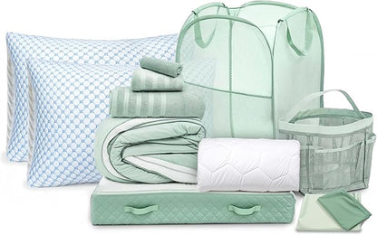 Hearth & Harbor Complete Dorm Room Set, Twin XL Comforter Set, Sheet Set, Pillows, Mattress Protector, Towels and Organizers - All Dorm Accessories Included