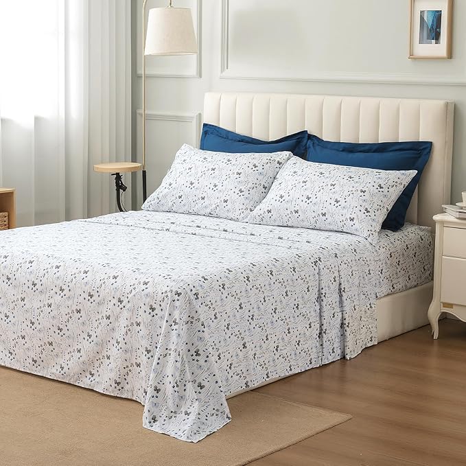 ARTALL Twin Bed in a Bag 5 Pieces, Navy Blue Solid Comforter with Ink Wash Butterfly Floral Sheet Set, Soft Reversible Bedding Sets with Comforter, Sheets, Pillowcase & Sham for All Seasons