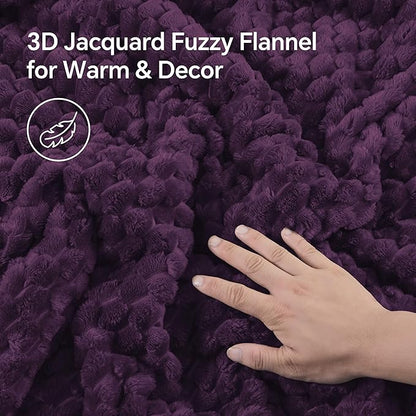 BEDELITE Fluffy Queen Comforter Set - Purple Fleece Soft Comforter for Queen Size Bed, Luxury Warm Bedding Set for Winter, Fuzzy Bed Set 3 Pieces (1 Comforter, 2 Pillowcases)