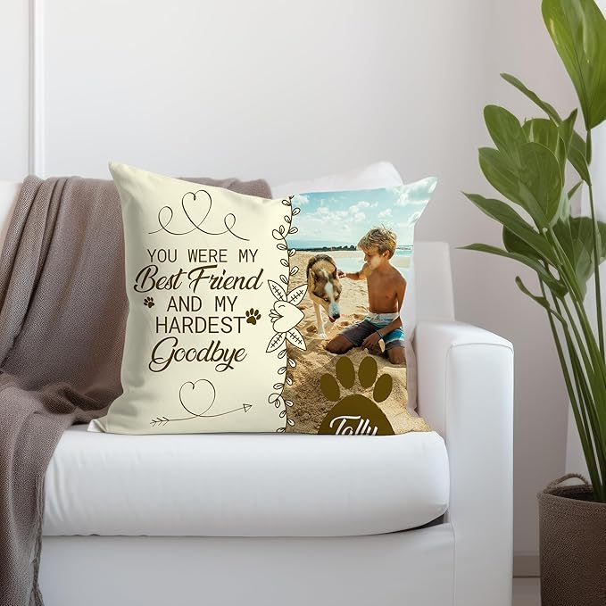 Ships Next Day, Made in USA - Personalized Pet Memorial Pillow for Cats & Dogs - Memorial Gift for Loss of Dog - Pet Memorial Gift - Sympathy Gifts - Dog Remembrance Pillow - Unique Keepsake v4(20x20)