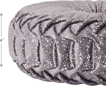 EUCIOR Round Throw Pillows,Grey Pillows,Gray and Silver Pillows,Grey Decorative Pillow,Pumpkin Pleated Handmade Gray Round Velvet Decorative Pillow for Sofa Bedroom Livingroom(Silver-Gray)