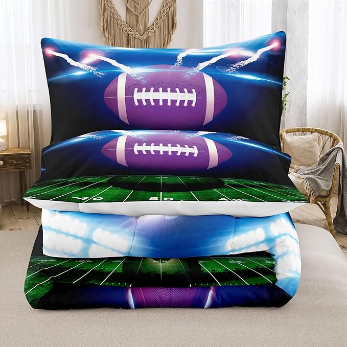 Tailor Shop Football Boys Comforter Sets Full Size,Football Bedding Sets for Boys Kids Teens with 2 Pillowcase……