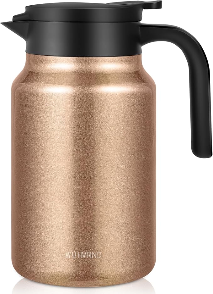 51Oz Thermal Coffee Carafes For Keeping Hot/Cold, Stainless Steel Coffee Carafe, Dustproof Insulated Water Carafe for Party/Home, Copper