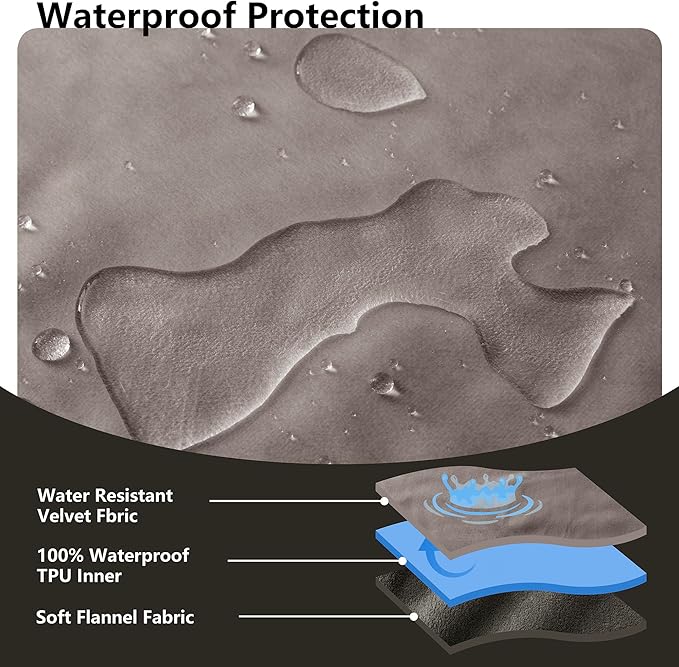 Waterproof Blanket for Couch, Leak Proof Dog Bed Blankets Reversible, Pet Throw Sofa Furniture Protector Machine Washable-52 x82,Light Brown+Dark Brown