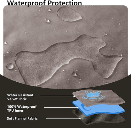 Waterproof Blanket for Couch, Leak Proof Dog Bed Blankets Reversible, Pet Throw Sofa Furniture Protector Machine Washable-52 x82,Light Brown+Dark Brown
