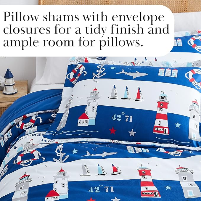 Southshore Fine Living, Inc. 3-Piece California King Size Comforter Set with 2 Pillow Shams, Down Alternative, Cozy Microfiber, Soft Coverlet, Bed Set King/California Size, Reversible Atlantic Blue