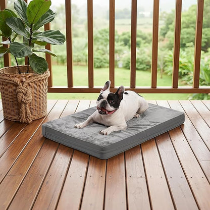 Waterproof Dog Bed Medium Size Dog, Orthopedic Washable Crate Pad 30 inch, Foam Pet Bed with Removable Cover Reversible, Outdoor Anti-Slip Kennel Pad 29"x18", Gray