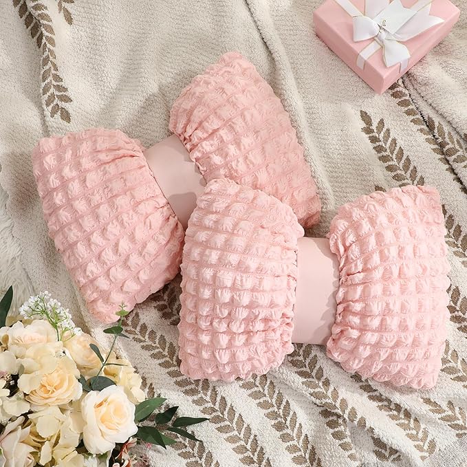 Novabright 2 Pcs Bow Pillow, 13 x 14" Bow Shaped Coquette Throw Pillow, Cushion Soft Home Decorative for Bedroom Sofa Couch Living Room(Pink)