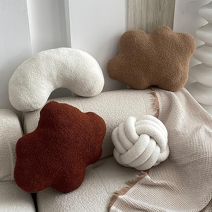 White Clouds Shaped Throw Pillows Cute Soft Waist Rest Cushion Home Decorative Throw Pillow Used to Add Comfort and Style for Home Sofa Bedroom Gift