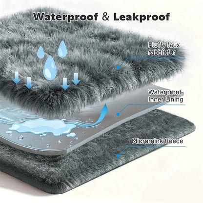 Waterproof Dog Blanket for Sofa Bed Couch, Couch Cover Blanket Fluffy Faux Rabbit Fur Thick Reversible Furniture Protection, Fuzzy Soft Pet Blanket for Small Medium Large Dogs/Cats