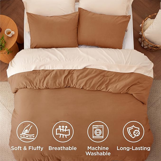 Bedsure King Comforter Set, Pumpkin Soft Prewashed Bedding for All Seasons, 3 Pieces GentleSoft™ Bed Set, 1 Lightweight Comforter (104"x90") and 2 Pillowcases (20"x36")