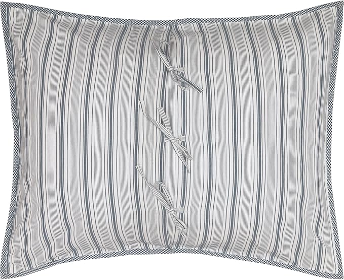 VHC Brands Sawyer Mill™ Patchwork Chambray Cotton Farmhouse Standard Bedding Accessory, Sham 21x27, Blue Denim