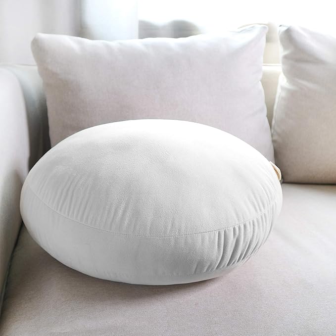 Round Throw Pillows 18x18 Grey Down-Like Polyester Filling Super Soft Ultra Fluffy Feather-Like Touching Round Floor Pillow 45x45cm Decorative Circle Cushion for Couch Bed Sofa Car, 1 Piece