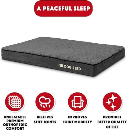 The Dog’s Bed Orthopedic Memory Foam Dog Bed Mattress, Plush Fabric, Grey Plush, L, 4-Inch