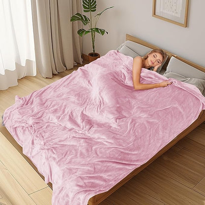Electric Heated Blanket Full Size 72"×84", Breathable & Luxurious Flannel,Soft Warm Gift with Over-Heat Protection,4 Heating Levels & 10 H Auto Shut Off, Machine Washable, Light Pink