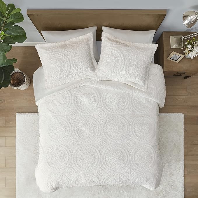 Madison Park Ultra Soft Luxury Premium Plush Comforter Mini Modern All Season Down Alternative Bedding Set with Matching Sham, Full/Queen, Ivory