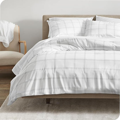 Bare Home Comforter Set - Twin/Twin Extra Long - Ultra-Soft - Goose Down Alternative - Premium 1800 Series - All Season Warmth Comforter (Twin/Twin XL, Modern Plaid - White/Grey)