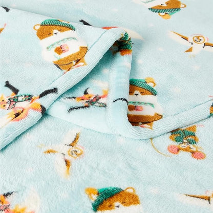 Basics Kids Fleece Blanket, Ultra-Soft Lightweight Throw for Children, Forest Friends, 50 x 60 Inches