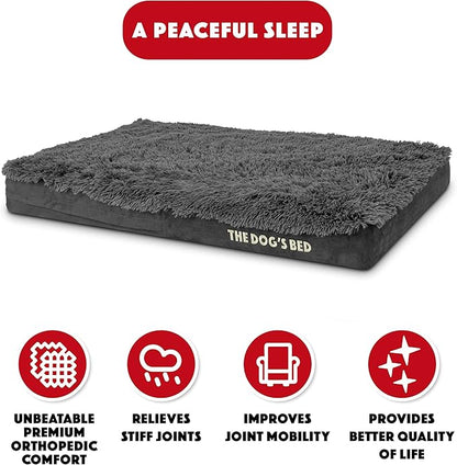 The Dog’s Bed Orthopedic Memory Foam Dog Bed Mattress, Fur Fabric, Grey Fur, L, 4-Inch