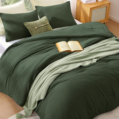 WRENSONGE Queen Comforter Set - 3 Pieces Prewashed Deep Forest Comforter Soft Lightweight for All Seasons,Down Alternative Comforters Queen Size with 2 Pillow Shams