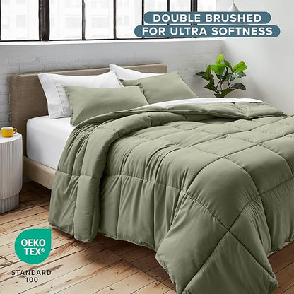 Bare Home Comforter Set - Full Size - Ultra-Soft - Goose Down Alternative - Premium 1800 Series - All Season Warmth (Full, Sage)